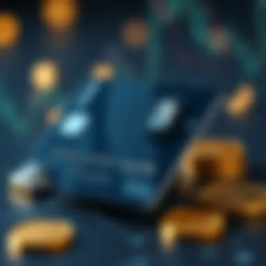 Credit Card and Cryptocurrency Interaction A conceptual representation of credit card transactions with cryptocurrency symbols