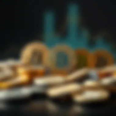 Diverse Low-Cost Cryptocurrencies Coins representing diverse low-cost cryptocurrencies