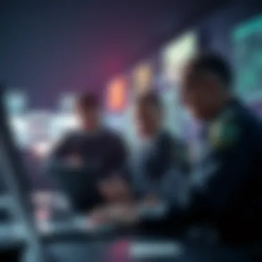 Collaboration in Phishing Investigations Illustration of law enforcement collaborating with cybersecurity teams