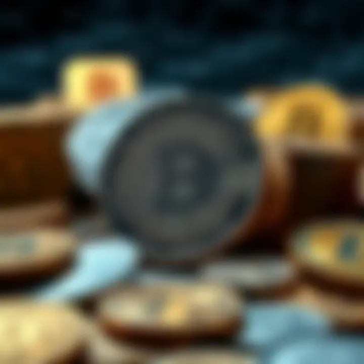 Visual representation of various digital coins and tokens