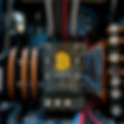 Detailed view of a cryptocurrency mining rig showcasing advanced components